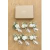 imageLings Moment Boutonniere for Men 6pcs Groom Groomsmen Boutonniere Artificial Flowers for Wedding DecorPromHomecoming etcWalnut BrownWhtwhite Baby Breath  Ivory