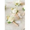 imageLings Moment Boutonniere for Men 6pcs Groom Groomsmen Boutonniere Artificial Flowers for Wedding DecorPromHomecoming etcWalnut BrownWhtwhite Baby Breath  Ivory