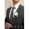 imageLings Moment Boutonniere for Men 6pcs Groom Groomsmen Boutonniere Artificial Flowers for Wedding DecorPromHomecoming etcWalnut BrownWhtwhite Ranunculus  Pearl
