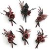 imageLings Moment Boutonniere for Men 6pcs Groom Groomsmen Boutonniere Artificial Flowers for Wedding DecorPromHomecoming etcWalnut BrownBlkblack  Gothic Burgundy