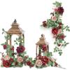 imageLings Moment 6Pack 18ft Artificial Flowers Garland Terracotta Lantern Flower Centerpieces Burnt Orange Wedding Aisle Decor Chair Flowers Arch Floral for Mantel Signs DIY Table Window Cake DecorationBurgundy  Dusty Rose