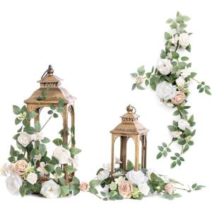 imageLings Moment 6Pack 18ft Artificial Flowers Garland Terracotta Lantern Flower Centerpieces Burnt Orange Wedding Aisle Decor Chair Flowers Arch Floral for Mantel Signs DIY Table Window Cake DecorationWhite  Sage