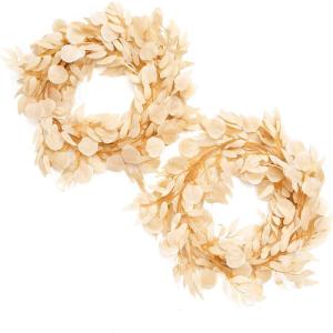 imageLings Moment Artificial Eucalyptus and Willow Greenery Garlands 59ft 2pcs Fake Vines for Wedding Table RunnerArchEnter Aisle Hanging DecorationsBeige Eucalyptus and Willow Garland