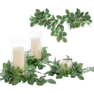 imageLings Moment Artificial Hanging Rose Leaf Garland 1378ft Detachable Lanterns Vines Decoration Realistic Texture Wedding Short Wreath Greenery Filler for DIY Floral Arrangement Table CenterpiecesPatina Green