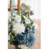 imageLings Moment 175quot Tall Standing Artificial Flowers Arrangements 4 pcs Fall Wedding Aisle Runner Chair Decorations White Beige Centerpieces for Ceremony Reception Rose Floral Party OutdoorDusty Blue  Navy