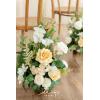 imageLings Moment 175quot Tall Standing Artificial Flowers Arrangements 4 pcs Fall Wedding Aisle Runner Chair Decorations White Beige Centerpieces for Ceremony Reception Rose Floral Party OutdoorCreamy Yellow