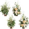 imageLings Moment 175quot Tall Standing Artificial Flowers Arrangements 4 pcs Fall Wedding Aisle Runner Chair Decorations White Beige Centerpieces for Ceremony Reception Rose Floral Party OutdoorCreamy Yellow