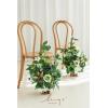 imageLings Moment 175quot Tall Standing Artificial Flowers Arrangements 4 pcs Fall Wedding Aisle Runner Chair Decorations White Beige Centerpieces for Ceremony Reception Rose Floral Party OutdoorEmerald  Gold