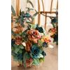 imageLings Moment 175quot Tall Standing Artificial Flowers Arrangements 4 pcs Fall Wedding Aisle Runner Chair Decorations White Beige Centerpieces for Ceremony Reception Rose Floral Party OutdoorTeal  Burnt Orange