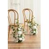 imageLings Moment 175quot Tall Standing Artificial Flowers Arrangements 4 pcs Fall Wedding Aisle Runner Chair Decorations White Beige Centerpieces for Ceremony Reception Rose Floral Party OutdoorWhite  Sage