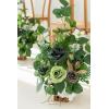 imageLings Moment 175quot Tall Standing Artificial Flowers Arrangements 4 pcs Fall Wedding Aisle Runner Chair Decorations White Beige Centerpieces for Ceremony Reception Rose Floral Party OutdoorEmerald  Gold