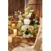 imageLings Moment 175quot Tall Standing Artificial Flowers Arrangements 4 pcs Fall Wedding Aisle Runner Chair Decorations White Beige Centerpieces for Ceremony Reception Rose Floral Party OutdoorEmerald  Tawy Beige