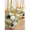 imageLings Moment 175quot Tall Standing Artificial Flowers Arrangements 4 pcs Fall Wedding Aisle Runner Chair Decorations White Beige Centerpieces for Ceremony Reception Rose Floral Party OutdoorEmerald  Tawy Beige