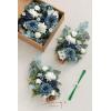 imageLings Moment 175quot Tall Standing Artificial Flowers Arrangements 4 pcs Fall Wedding Aisle Runner Chair Decorations White Beige Centerpieces for Ceremony Reception Rose Floral Party OutdoorDusty Blue  Navy