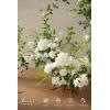 imageLings Moment 175quot Tall Standing Artificial Flowers Arrangements 4 pcs Fall Wedding Aisle Runner Chair Decorations White Beige Centerpieces for Ceremony Reception Rose Floral Party OutdoorLily White  Olive