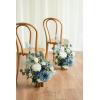 imageLings Moment 175quot Tall Standing Artificial Flowers Arrangements 4 pcs Fall Wedding Aisle Runner Chair Decorations White Beige Centerpieces for Ceremony Reception Rose Floral Party OutdoorDusty Blue  Navy