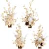 imageLings Moment 175quot Tall Standing Artificial Flowers Arrangements 4 pcs Fall Wedding Aisle Runner Chair Decorations White Beige Centerpieces for Ceremony Reception Rose Floral Party OutdoorWhite  Beige