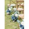 imageLings Moment 175quot Tall Standing Artificial Flowers Arrangements 4 pcs Fall Wedding Aisle Runner Chair Decorations White Beige Centerpieces for Ceremony Reception Rose Floral Party OutdoorDusty Blue  Navy