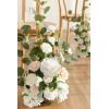 imageLings Moment 175quot Tall Standing Artificial Flowers Arrangements 4 pcs Fall Wedding Aisle Runner Chair Decorations White Beige Centerpieces for Ceremony Reception Rose Floral Party OutdoorWhite  Sage