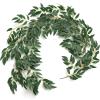 imageLings Moment Italian Ruscus Greenery 59ft Artificial Silk Real Touch Willow Leaf Garland Fake Wispy Rustic Vine Stem Swag for Table Centerpieces Wedding Arch Decor Dark GreenDark Green