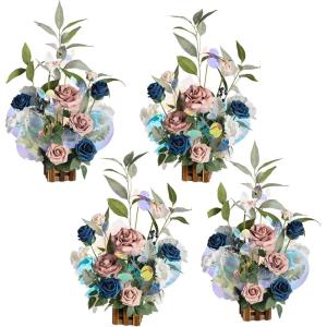 imageLings Moment 175quot Tall Standing Artificial Flowers Arrangements 4 pcs Fall Wedding Aisle Runner Chair Decorations White Beige Centerpieces for Ceremony Reception Rose Floral Party OutdoorDusty Rose  Navy2024 New