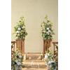 imageLings Moment 410quot Tall FreeStanding Wedding Aisle Artificial Flowers for Ceremony Decor 2PCS Emerald ampamp Gold Walkway Fake Floral Chair Markers Faux Rose Altar Arch Arrangement Decorations OutdoorEmerald  Tawny Beige