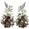 imageLings Moment 410quot Tall FreeStanding Wedding Aisle Artificial Flowers for Ceremony Decor 2PCS Emerald ampamp Gold Walkway Fake Floral Chair Markers Faux Rose Altar Arch Arrangement Decorations OutdoorRdmarsala