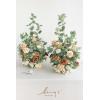imageLings Moment 410quot Tall FreeStanding Wedding Aisle Artificial Flowers for Ceremony Decor 2PCS Emerald ampamp Gold Walkway Fake Floral Chair Markers Faux Rose Altar Arch Arrangement Decorations OutdoorOrapricot  Peach