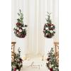 imageLings Moment 410quot Tall FreeStanding Wedding Aisle Artificial Flowers for Ceremony Decor 2PCS Emerald ampamp Gold Walkway Fake Floral Chair Markers Faux Rose Altar Arch Arrangement Decorations OutdoorRdchristmas