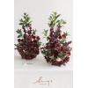 imageLings Moment 410quot Tall FreeStanding Wedding Aisle Artificial Flowers for Ceremony Decor 2PCS Emerald ampamp Gold Walkway Fake Floral Chair Markers Faux Rose Altar Arch Arrangement Decorations OutdoorBordeaux Red