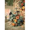 imageLings Moment 410quot Tall FreeStanding Wedding Aisle Artificial Flowers for Ceremony Decor 2PCS Emerald ampamp Gold Walkway Fake Floral Chair Markers Faux Rose Altar Arch Arrangement Decorations OutdoorOrteal  Burnt Orange
