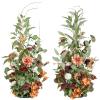 imageLings Moment 410quot Tall FreeStanding Wedding Aisle Artificial Flowers for Ceremony Decor 2PCS Emerald ampamp Gold Walkway Fake Floral Chair Markers Faux Rose Altar Arch Arrangement Decorations OutdoorOrterracotta