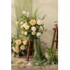 imageLings Moment 410quot Tall FreeStanding Wedding Aisle Artificial Flowers for Ceremony Decor 2PCS Emerald ampamp Gold Walkway Fake Floral Chair Markers Faux Rose Altar Arch Arrangement Decorations OutdoorYlcreamy Yellow