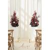 imageLings Moment 410quot Tall FreeStanding Wedding Aisle Artificial Flowers for Ceremony Decor 2PCS Emerald ampamp Gold Walkway Fake Floral Chair Markers Faux Rose Altar Arch Arrangement Decorations OutdoorRd Burgundy  Black