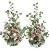imageLings Moment 410quot Tall FreeStanding Wedding Aisle Artificial Flowers for Ceremony Decor 2PCS Emerald ampamp Gold Walkway Fake Floral Chair Markers Faux Rose Altar Arch Arrangement Decorations OutdoorPkdusty Rose  Cream