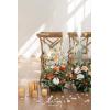 imageLings Moment 410quot Tall FreeStanding Wedding Aisle Artificial Flowers for Ceremony Decor 2PCS Emerald ampamp Gold Walkway Fake Floral Chair Markers Faux Rose Altar Arch Arrangement Decorations OutdoorOrburnt Orange  Green