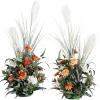imageLings Moment 410quot Tall FreeStanding Wedding Aisle Artificial Flowers for Ceremony Decor 2PCS Emerald ampamp Gold Walkway Fake Floral Chair Markers Faux Rose Altar Arch Arrangement Decorations OutdoorOrburnt Orange  Green