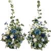 imageLings Moment 410quot Tall FreeStanding Wedding Aisle Artificial Flowers for Ceremony Decor 2PCS Emerald ampamp Gold Walkway Fake Floral Chair Markers Faux Rose Altar Arch Arrangement Decorations OutdoorBludusty Blue  Navy