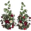 imageLings Moment 410quot Tall FreeStanding Wedding Aisle Artificial Flowers for Ceremony Decor 2PCS Emerald ampamp Gold Walkway Fake Floral Chair Markers Faux Rose Altar Arch Arrangement Decorations OutdoorRdchristmas