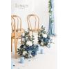 imageLings Moment 410quot Tall FreeStanding Wedding Aisle Artificial Flowers for Ceremony Decor 2PCS Emerald ampamp Gold Walkway Fake Floral Chair Markers Faux Rose Altar Arch Arrangement Decorations OutdoorBludusty Blue  Navy