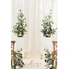 imageLings Moment 410quot Tall FreeStanding Wedding Aisle Artificial Flowers for Ceremony Decor 2PCS Emerald ampamp Gold Walkway Fake Floral Chair Markers Faux Rose Altar Arch Arrangement Decorations OutdoorPrlilac  Gold