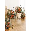 imageLings Moment 410quot Tall FreeStanding Wedding Aisle Artificial Flowers for Ceremony Decor 2PCS Emerald ampamp Gold Walkway Fake Floral Chair Markers Faux Rose Altar Arch Arrangement Decorations OutdoorOrteal  Burnt Orange