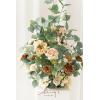 imageLings Moment 410quot Tall FreeStanding Wedding Aisle Artificial Flowers for Ceremony Decor 2PCS Emerald ampamp Gold Walkway Fake Floral Chair Markers Faux Rose Altar Arch Arrangement Decorations OutdoorOrapricot  Peach