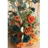 imageLings Moment 410quot Tall FreeStanding Wedding Aisle Artificial Flowers for Ceremony Decor 2PCS Emerald ampamp Gold Walkway Fake Floral Chair Markers Faux Rose Altar Arch Arrangement Decorations OutdoorOrteal  Burnt Orange