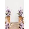 imageLings Moment 410quot Tall FreeStanding Wedding Aisle Artificial Flowers for Ceremony Decor 2PCS Emerald ampamp Gold Walkway Fake Floral Chair Markers Faux Rose Altar Arch Arrangement Decorations OutdoorPrlavender  Purple