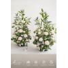 imageLings Moment 410quot Tall FreeStanding Wedding Aisle Artificial Flowers for Ceremony Decor 2PCS Emerald ampamp Gold Walkway Fake Floral Chair Markers Faux Rose Altar Arch Arrangement Decorations OutdoorBlush  Cream