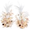 imageLings Moment 410quot Tall FreeStanding Wedding Aisle Artificial Flowers for Ceremony Decor 2PCS Emerald ampamp Gold Walkway Fake Floral Chair Markers Faux Rose Altar Arch Arrangement Decorations OutdoorWhtwhite  Beige