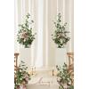 imageLings Moment 410quot Tall FreeStanding Wedding Aisle Artificial Flowers for Ceremony Decor 2PCS Emerald ampamp Gold Walkway Fake Floral Chair Markers Faux Rose Altar Arch Arrangement Decorations OutdoorPkdusty Rose  Cream