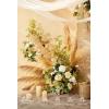 imageLings Moment 410quot Tall FreeStanding Wedding Aisle Artificial Flowers for Ceremony Decor 2PCS Emerald ampamp Gold Walkway Fake Floral Chair Markers Faux Rose Altar Arch Arrangement Decorations OutdoorEmerald  Tawny Beige