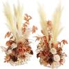 imageLings Moment 410quot Tall FreeStanding Wedding Aisle Artificial Flowers for Ceremony Decor 2PCS Emerald ampamp Gold Walkway Fake Floral Chair Markers Faux Rose Altar Arch Arrangement Decorations OutdoorOrrust  Sepia